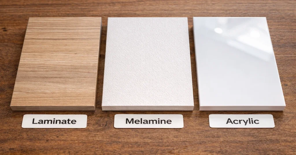 laminate melamine acrylic kitchen cabinet finishes comparison